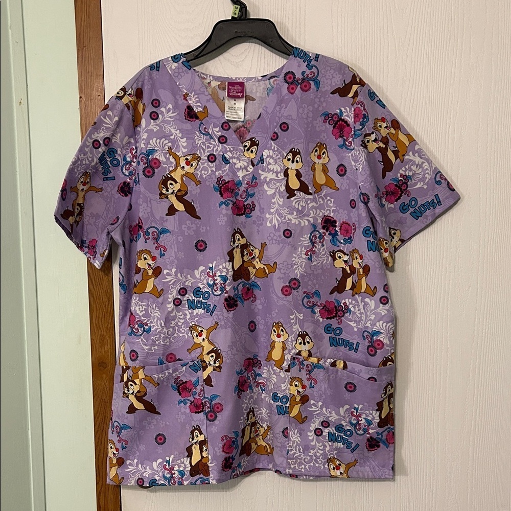 Disney Chipmunks Lavender Scrub Top